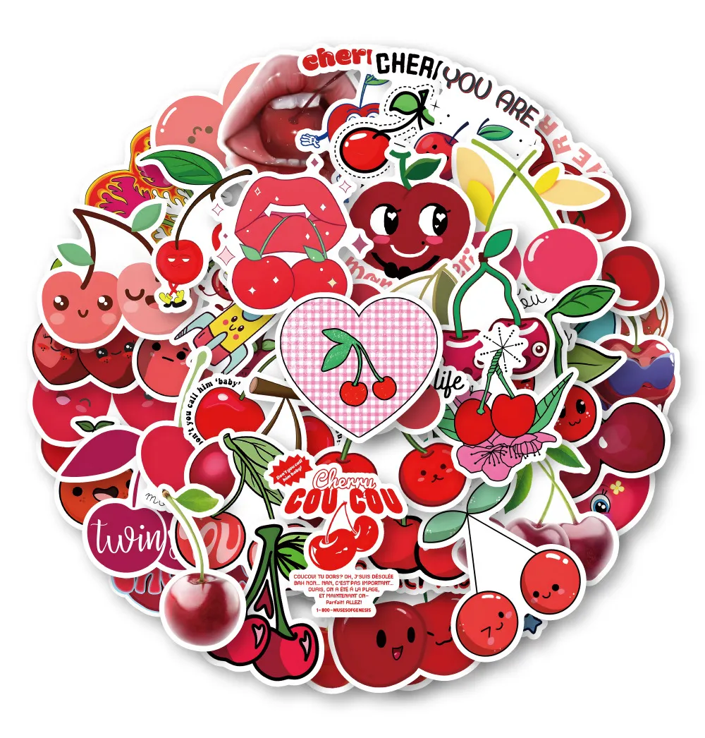 50 stcs 100 stcs Cherry Graffiti Stickers voor skateboardauto baby helm potlood kas dagelijkse telefoon laptop planner decor boek album Kids Toys Diy Decals