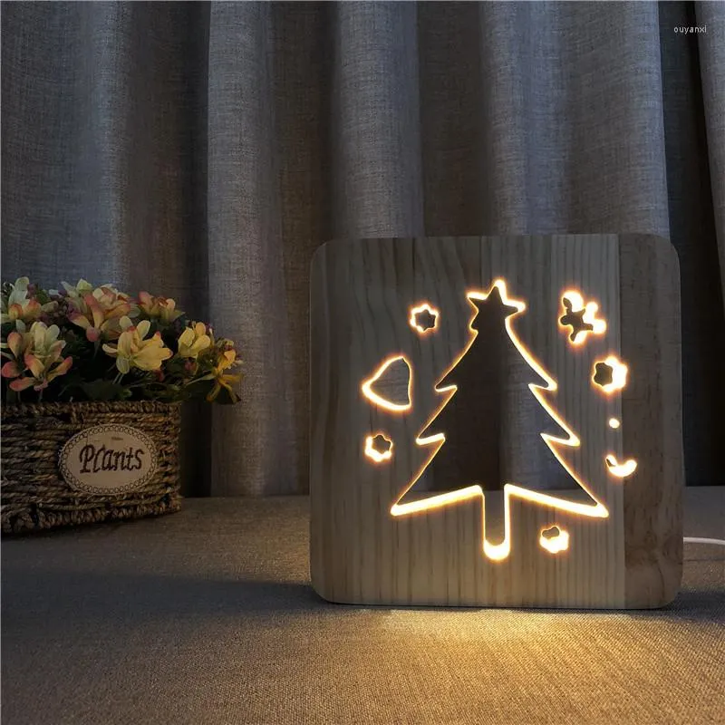 Table Lamps Christmas Tree LED Desk Light USB Plug Living Room Lamp Bedroom Atmosphere Lighting Gifts Night Deco