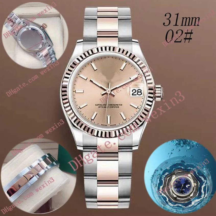 women watch stainless steel corrosion resistant case Waterproof High precision automatic machine movement bracelet 31mm black di180P
