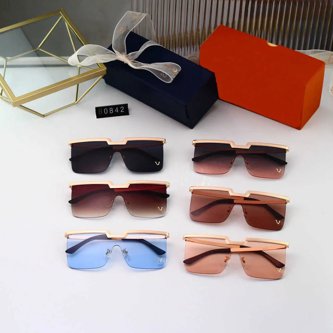 2023 Luxury merk modeontwerper zonnebril Dames Men Half frame Multi-colour reizen Beach Fashion Sunglasses Neubau bril