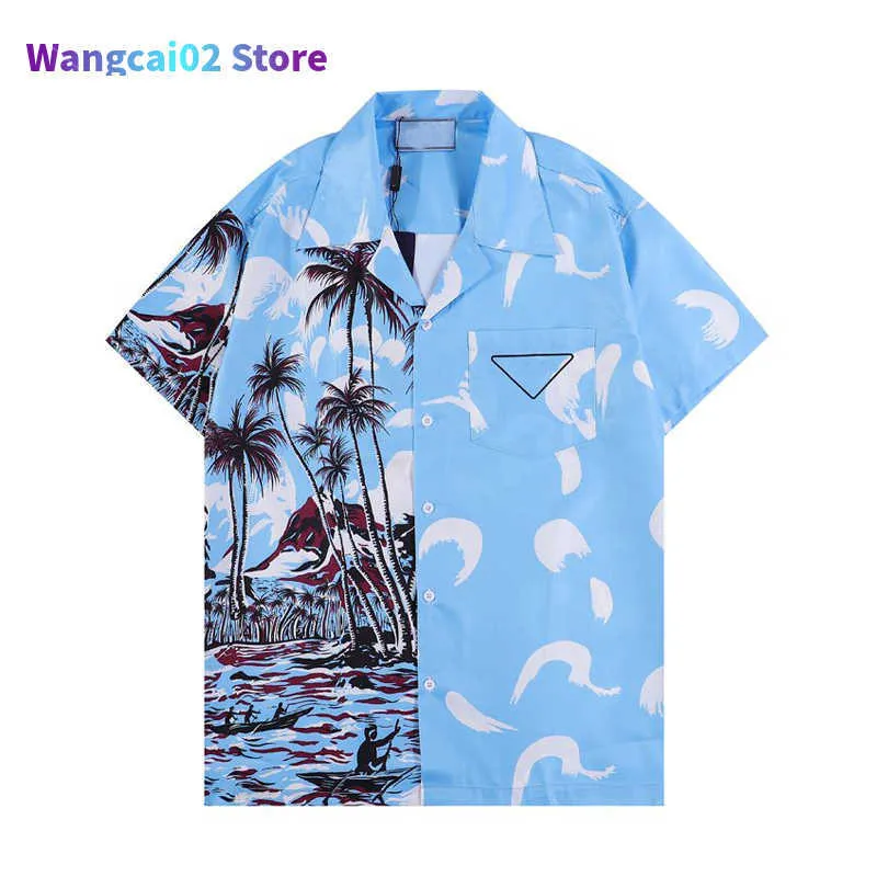 Men's Casual Shirts 22ss Designer Shirt Mens Button Up Shirts print bowling shirt Haii Floral Casual Shirts Men Slim Fit Short Sleeve Dress Haiian t-shirt 020623H