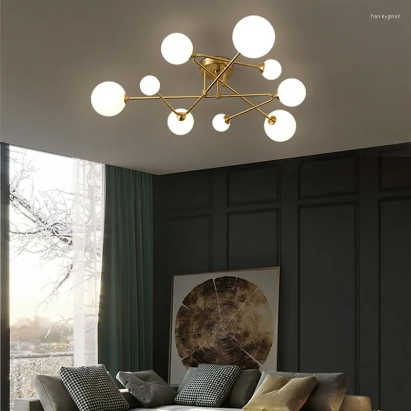 Plafonniers lampe postmoderne boule de verre design nordique pour salon doré maison cuisine chambre principale décor
