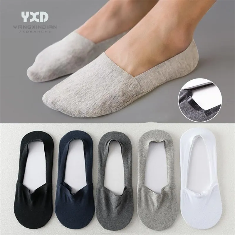 Chaussettes pour hommes 10 paires / hommes d'été mince coupe basse homme coton de haute qualité sans couture bouche peu profonde invisible cheville en silicone antidérapante