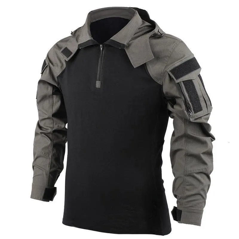 Męskie koszulki męskie kurtka bombowca taktyczna kurtka lotnicza płaszcz bojowy T-shirt taktyczne polowanie na bluzę z kapturem Kamuflaż Kurtka 230206