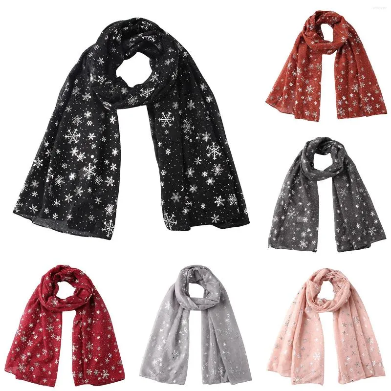 Scarves Ladies Winter Scarf Classic Christmas Snowflake Print Fashion Warm