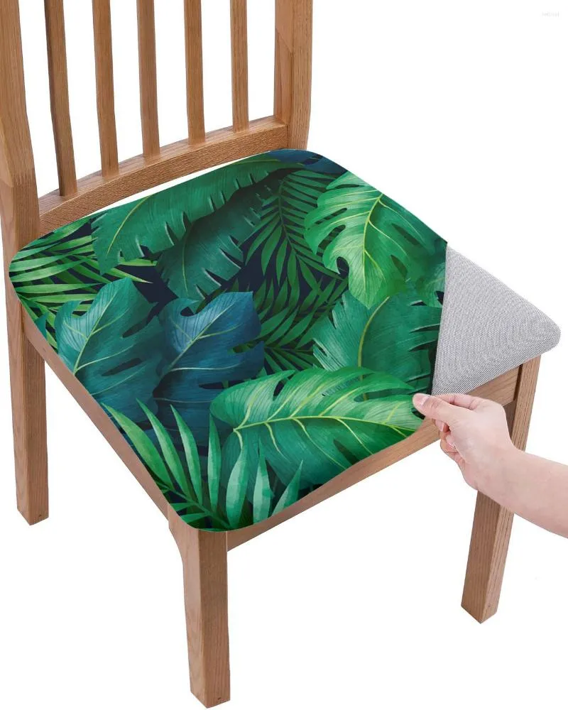 Campa a cadeira de folhas verdes plantas tropicais na selva de assento de assento de alongamento capa de capa de jantar para casa El Banquet Sala