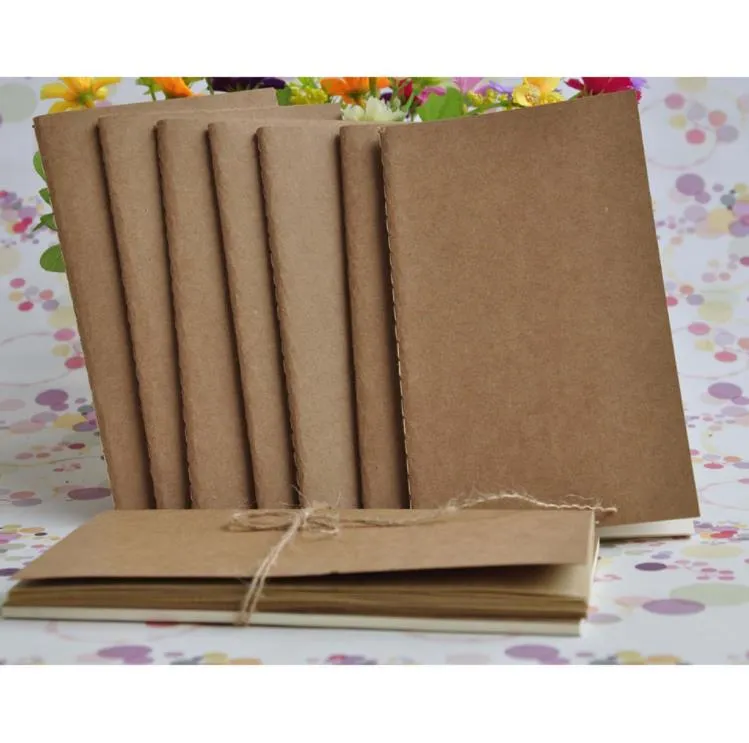 Not defterleri Kraft Notebook Nitsız Boş Kitaplar Retro Brown Beyaz Gezginler ve Ofis Okulu İşleri için 8.8*15.5cm SN4292