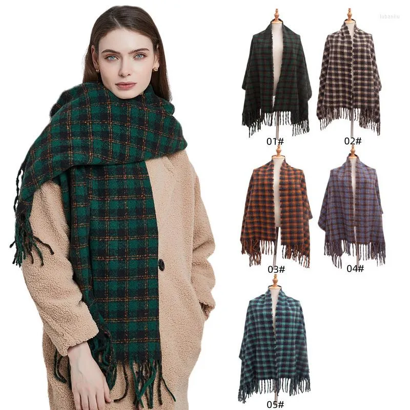 Scarves 2023 Style Women Warm Scarfs Shawls Long Stripe Plaid Surface Scarf Female Winter To Increase Shawl Fashion