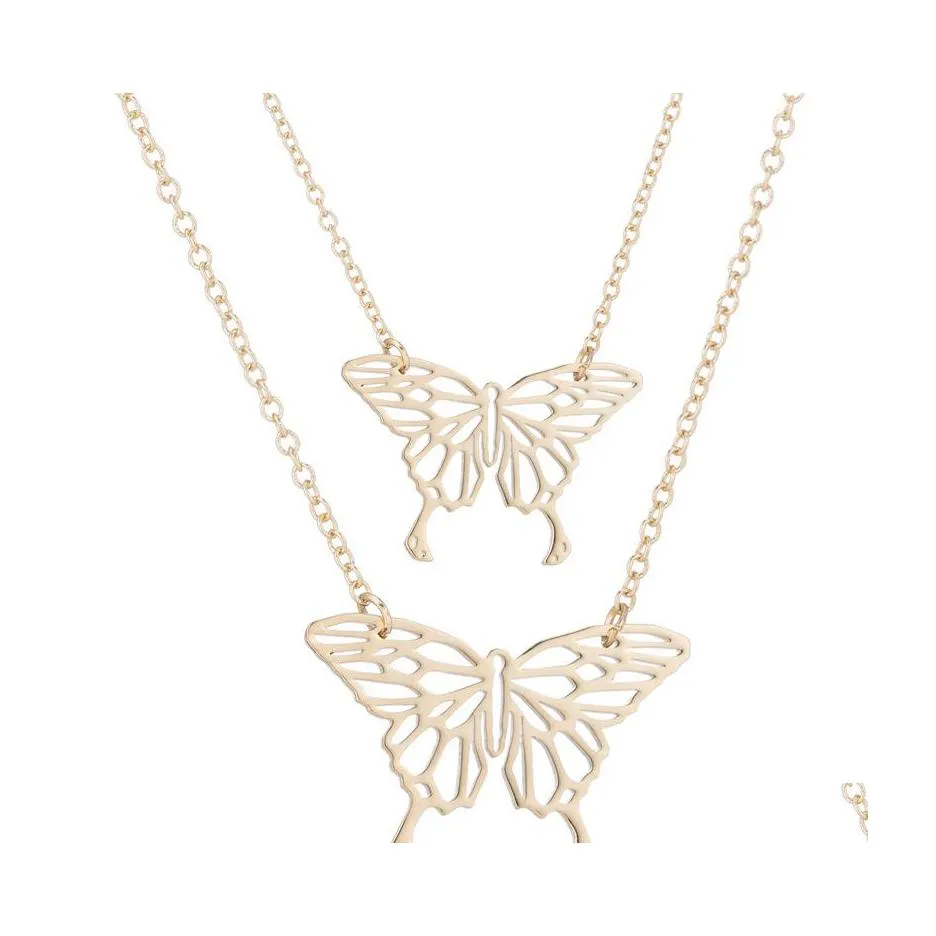 Pendentif Colliers Creux Papillon Neckkace Chaînes En Or Papillons En Acier Inoxydable Femmes Mode Bijoux Cadeau 826 Q2 Drop Livraison P Dhthx