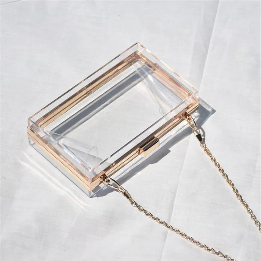 Women's bag 2021 new acrylic transparent high-end dinner Evening Bags slung mini party hand small square242V