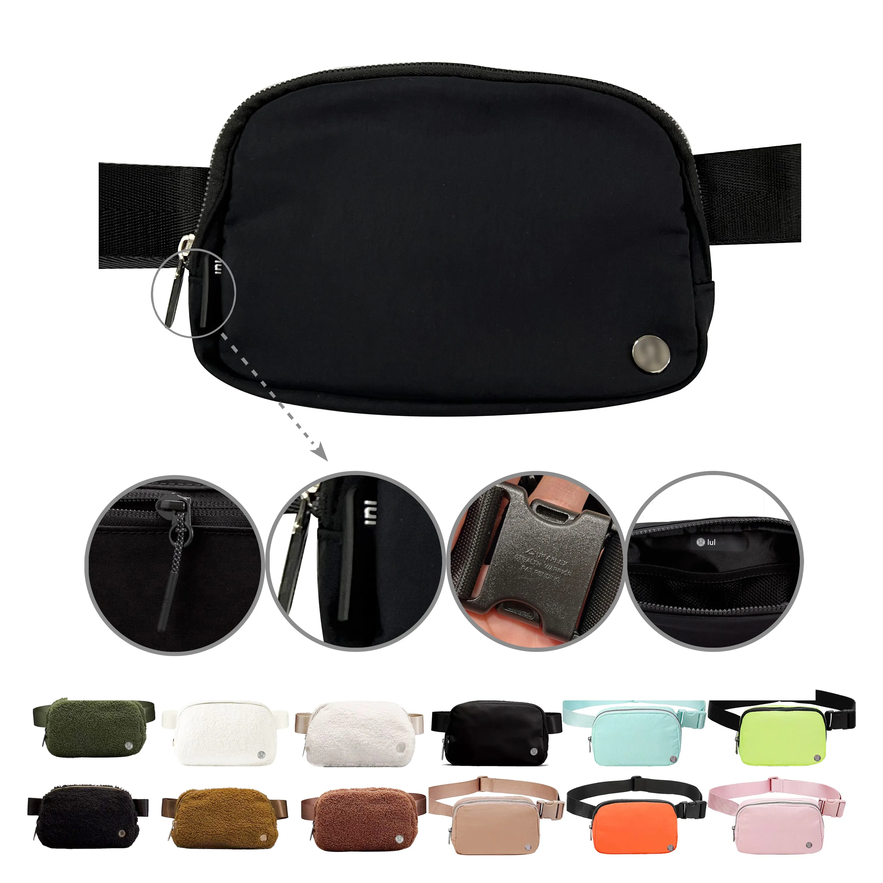 Nylon Teedy Waistpacks lulu partout ceinture Sac de taille Luxurys Totes sac banane poitrine portefeuille sac banane Cross Body Shoulder Designers Clutch sling gym femmes hommes sacs de yoga