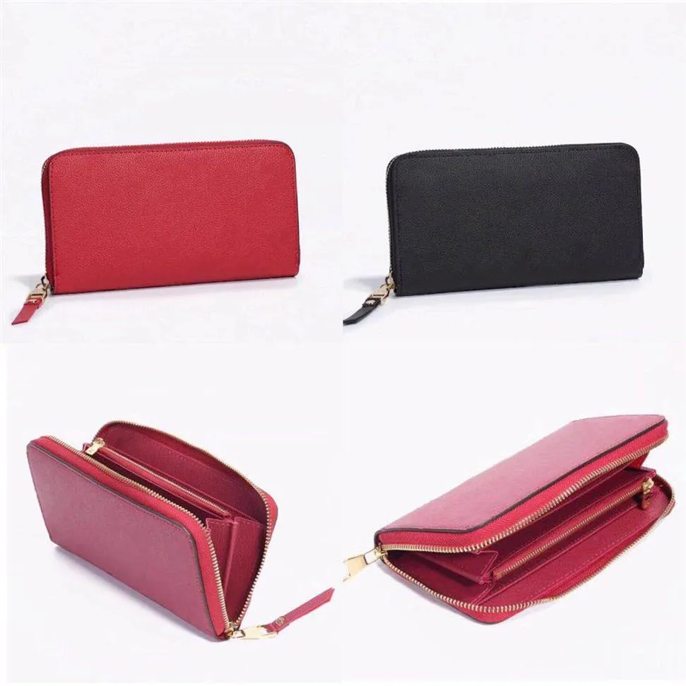 Toppkvalitet original läderdesigner plånbok för kvinnor mode läder långa handväska pengar väska dragkedja påse myntpocket anteckning designer223d