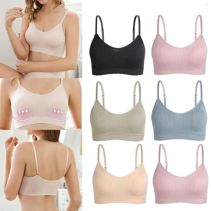 Camisoles Débardeurs Mode Femme Couleurs Unies Sans Couture Ajustable Sport Élastique Respirant Sans Fil Débardeur Maillot de Corps Soutien-Gorge Lingerie