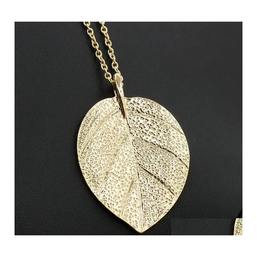 Hangende kettingen Europese vintage punkgoud bladbladeren ketting ketting legering pendanten voor vrouwen sieraden valentijnsdag cadeau druppel del otz6l