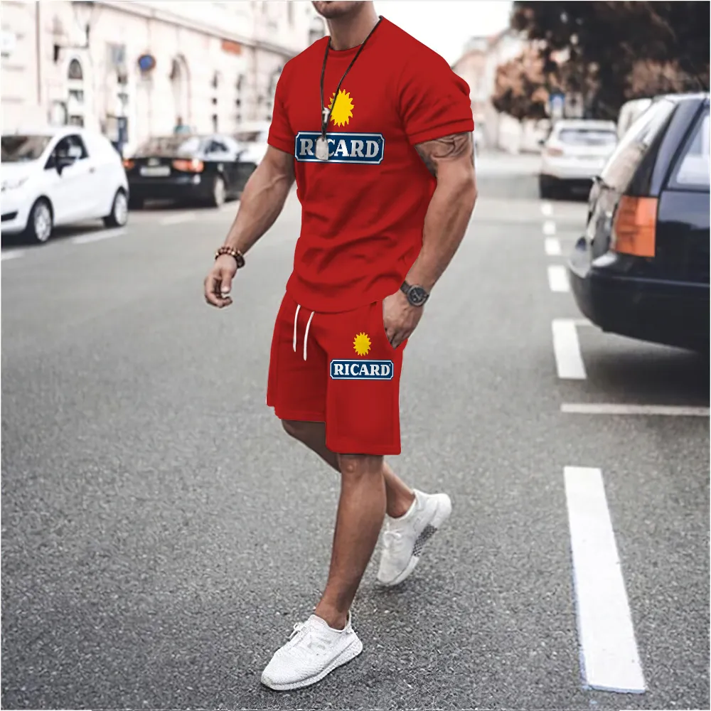 Herrspår från Frankrike Ricard Anisette Set Tracksuit T Shirt Clothing Fashion Soild Color Suit Man Vintage Sportswear Short Outfits 230206