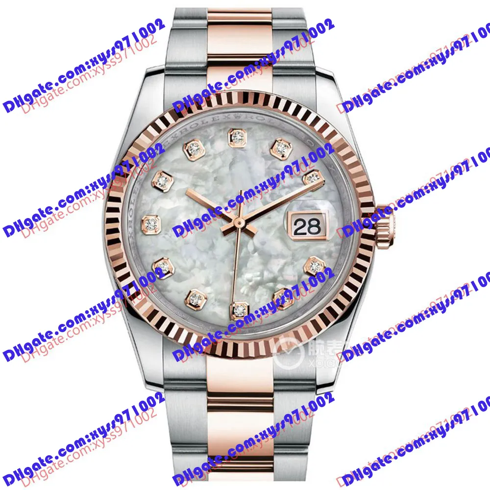 Montre de haute qualité 2813 montre automatique pour homme 116231 36 mm cadran fritillaria blanc or rose 18 carats en acier inoxydable montre-bracelet pour femme verre saphir diamants montres