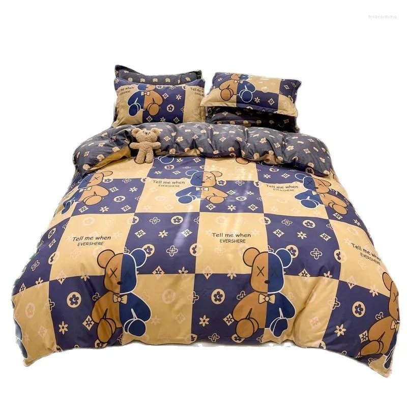 Bedding Sets Bear Printing Duvet Cover Bed Sheet Pillowcase Set Geometric Soft Comforter For Kids Adult Best quality