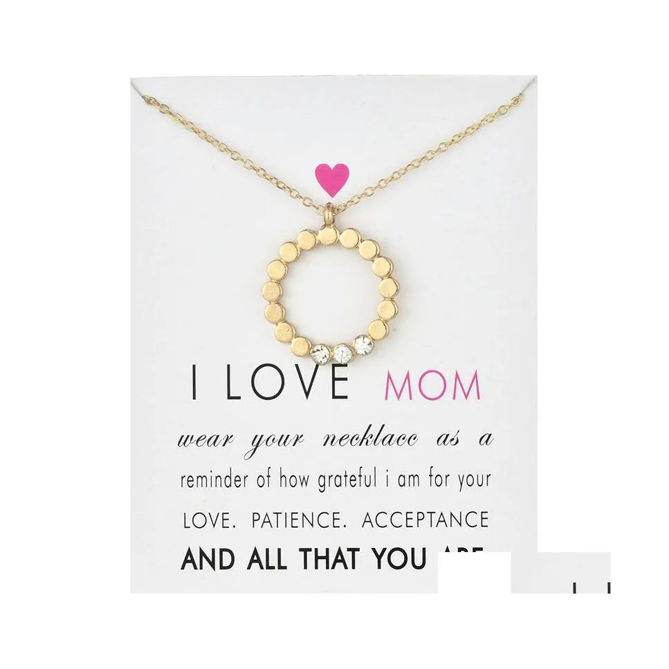 Pendentif Colliers J'aime Maman Cercle Tour De Cou Avec Carte Or Sier Cz Chaîne Pour Femmes Mode Bijoux Fête Des Mères Cadeau 819 Drop Delivery Dhqwi