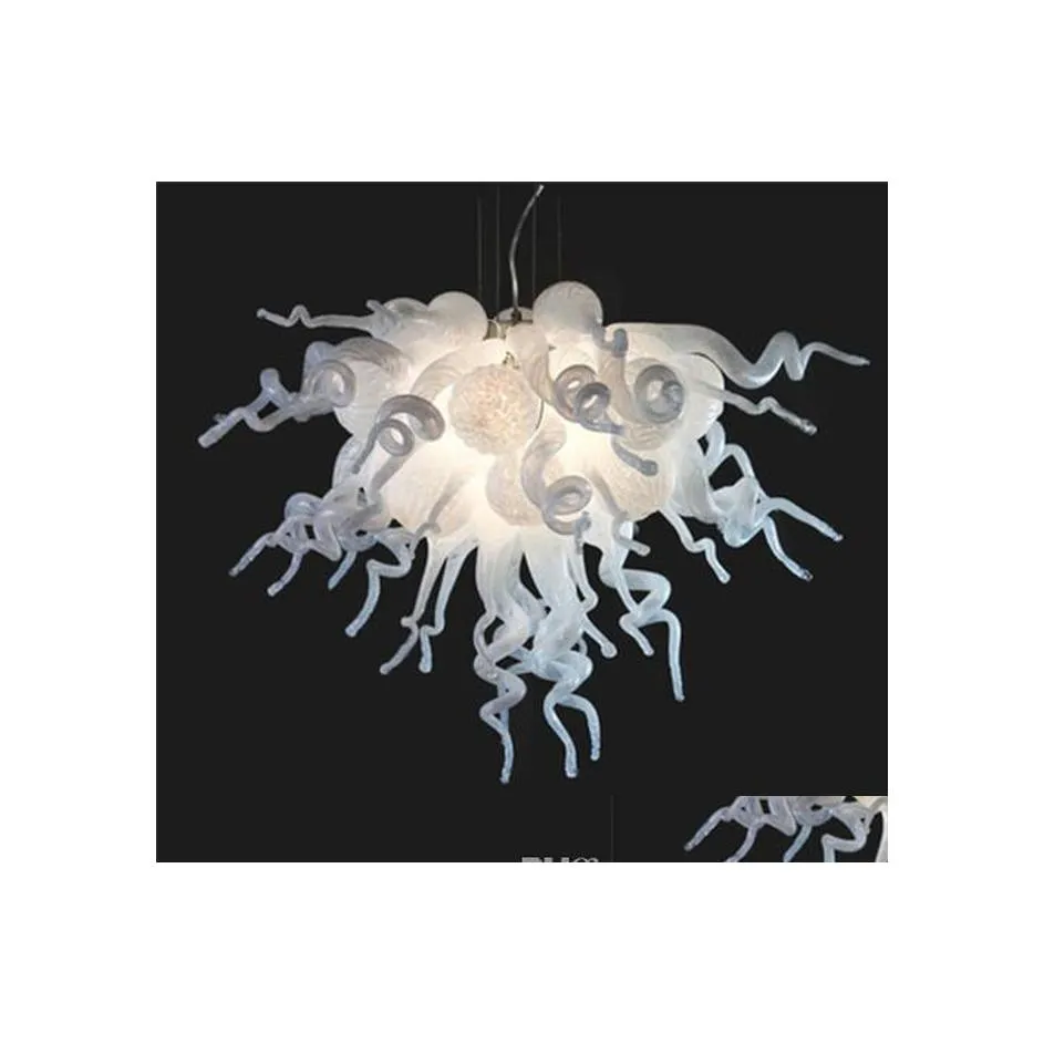 Hangende lampen lr1053Beautif hartvormige ontworpen puur wit klein glas kroonluchter bruiloft decoraties centerpieces lichte led druppel dhhze