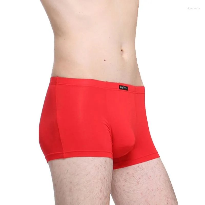 Underbyxor sexiga stammar män underkläder bambu fiber boxer shorts mens bekväm solida trosor cueca bulge påse mjuk andas