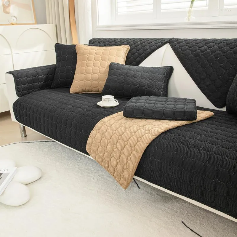Super Soft Corduroy Plush Quilted Sofa Cover Non Slip Sectional Cover In Solid Black L 7 Sided Shape Corner Design From Showlovee 19.59 DHgate.Com