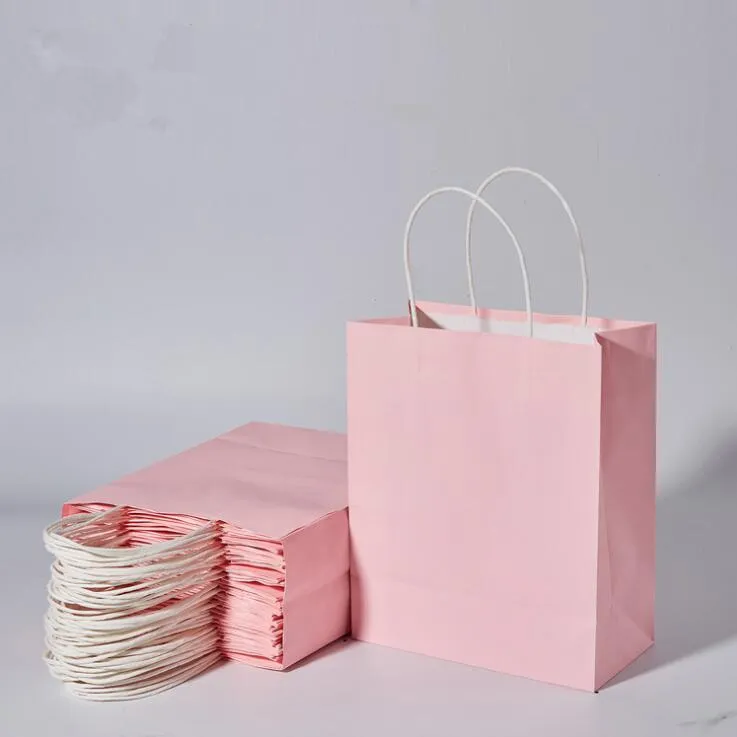 Gift Wrap 15st Kraft Paper Bags med handtag 20.5cmx11cmx28cm Multifuntion Packaging Wedding Party Favor Baggift