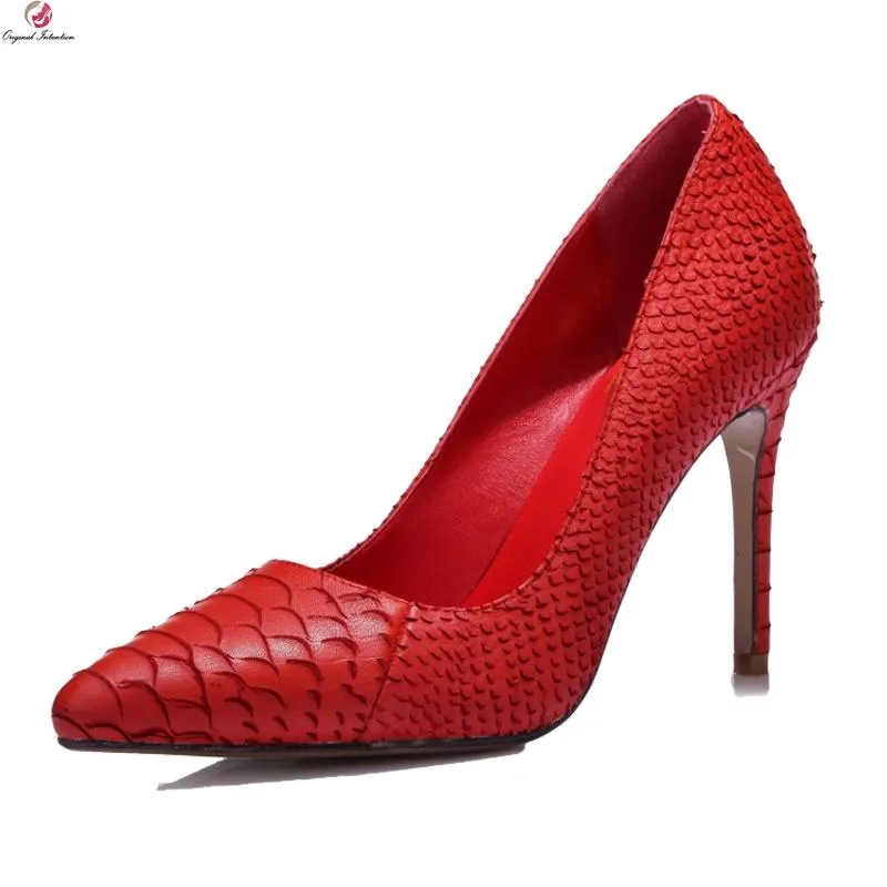 Отсуть обувь оригинальное намерение супер сексуальные женщины накачают стилевые каблуки черная красная красная кожаная свадьба женщина US Size 3-9
