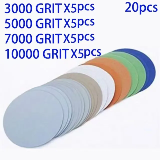 50/20pcs Sandpapers kanca ve döngü 3 inç 3000 5000 7000 10000grit Kum Kağıdı Kuru ıslak öğütme aşındırıcı aletler için zımparalama diskleri