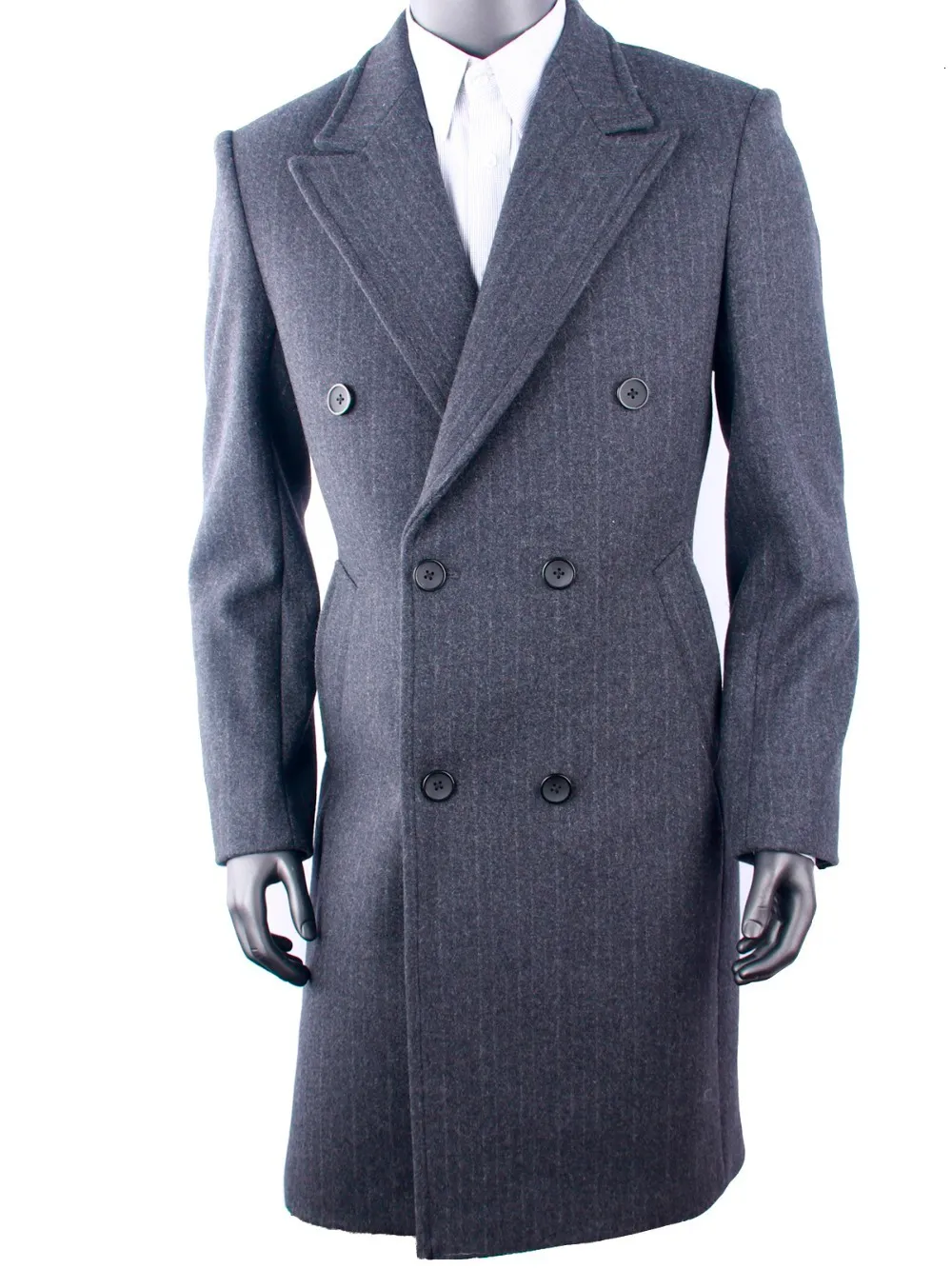 Men's Suits Blazers Thick 100 Wool Overcoat For Cold Winter Men Long Coat Heavy With Subtle Stripe s Luxury Fashion Design 230206