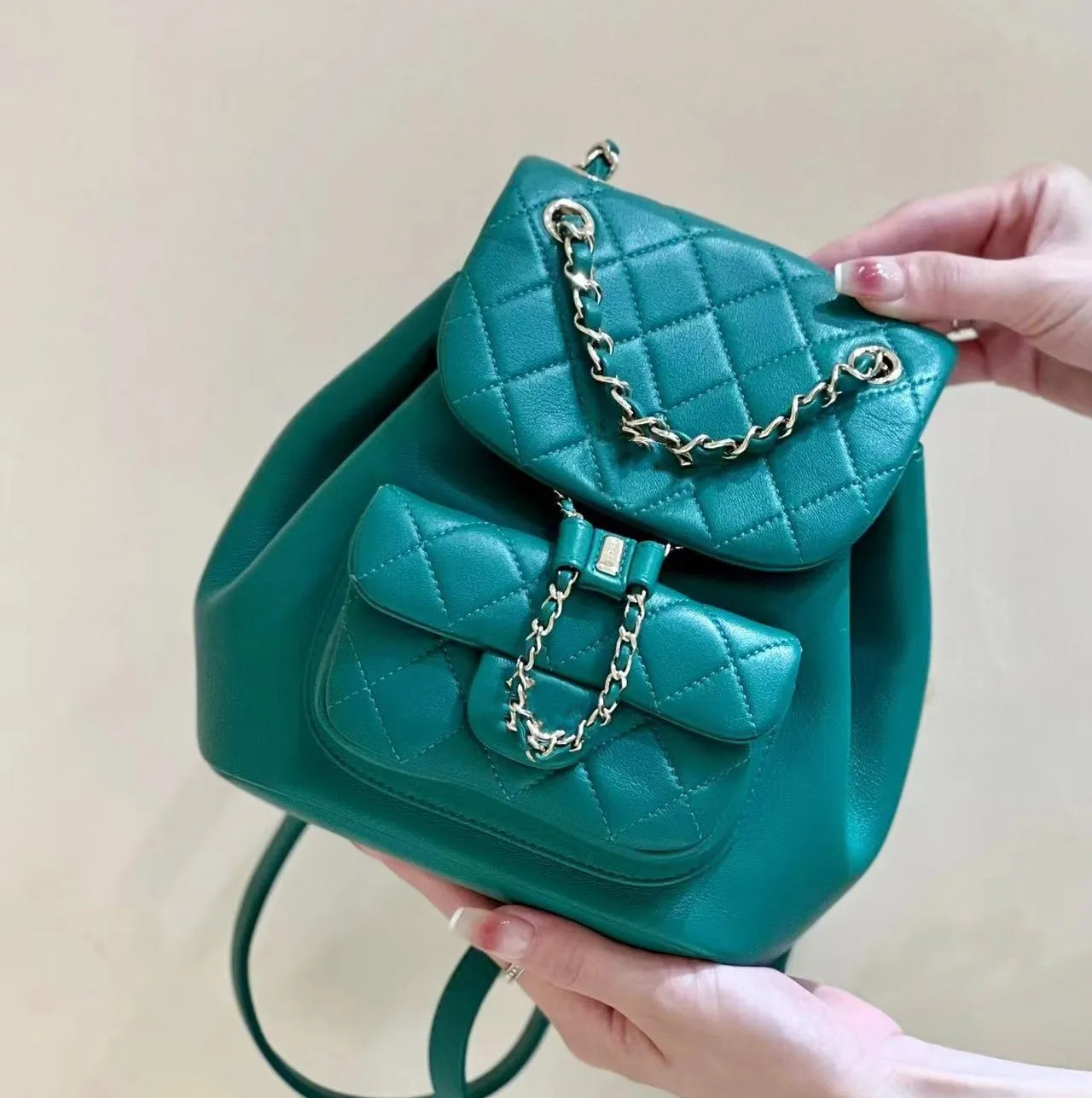 Groene Dsigner Mini Rugzak Portemonnees Voor Vrouwen Handtassen Channel Bag Duma Rugzakken Cc Kaarthouder Luxe Vrouwen Ontwerpers Tassen 11744