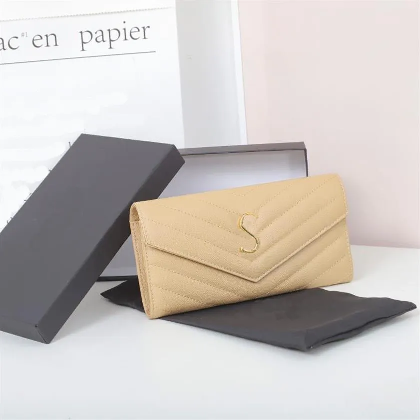 Klassiska Y Letter Ladies Snap Wallet Caviar Wallet Luxury Designer Long Purse Crayfish Pr￤glat l￤derkorth￥llare Business Credit228i