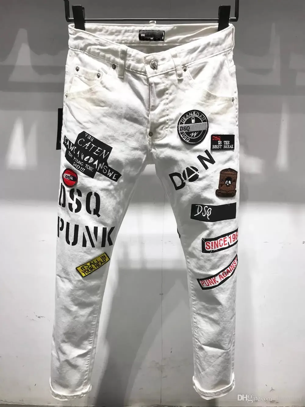 DSQ2 Classic Fashion Man dżinsy Hip Hop Rock Moto Męs Mens Casual Design Raped White Dżinsy Zwykłe Chudy Denim Biker DSQ Desq 6929