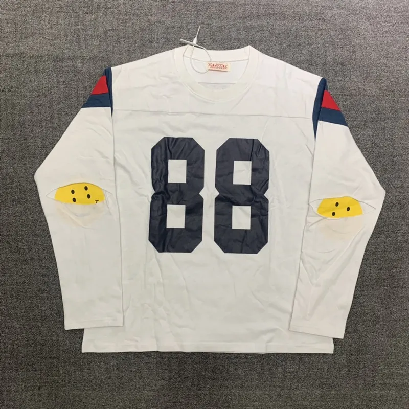 トップス vintage kapital 22 design football tee Elbow Rip Football Tee - White