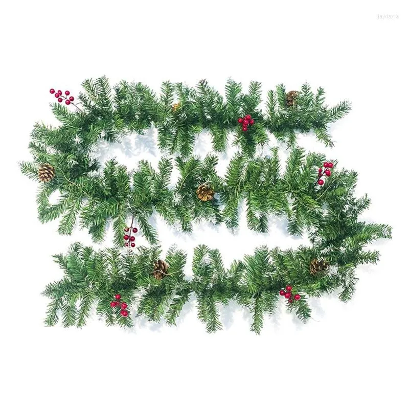 Juldekorationer Kvalitet 2.7m Artificial Green Garland Wreath Xmas Home Party Decoration Pine Tree Rattan Hanging Ornament