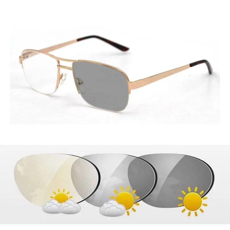 Sonnenbrille Fashion Bifocal intelligent pochromic Lesebrille Leser -Vergrößerung Frauen Doppelstrahl Semirim Presbyopie Spektakel D5