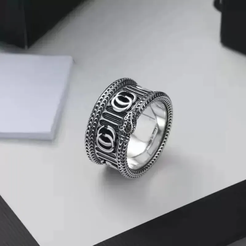 Women Designer Lover Ring Luxury Style Silver Retro Color Engagement Rings G Letter Fashion Jewelry Man and Lady Party Gifts281u