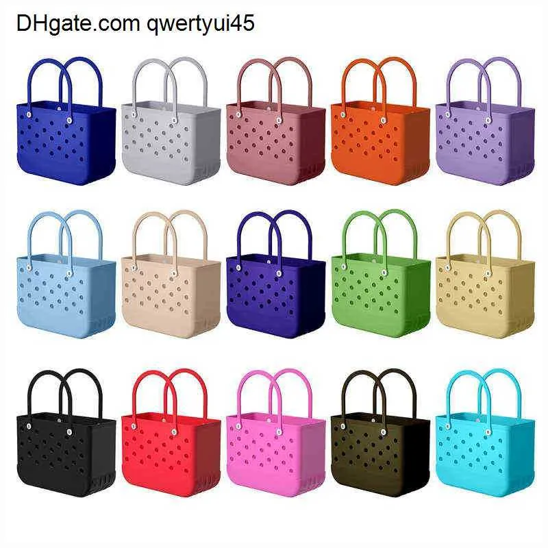 qwertyui45 Rubber Beach Bags EVA with Hole Waterproof Sandproof Durable Open Silicone Tote Bag for Outdoor Beach Pool Sports