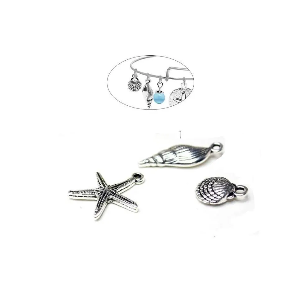 Autres arrivées est conque coquille étoiles de mer pendents charme de bracelet Collier bijoux accessoires en gros