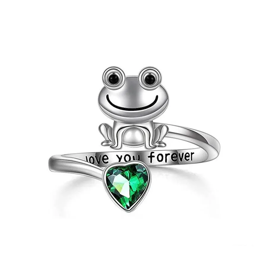 Band Rings Fashion Jewelry Frog Ring Crystal Opening Adjustable Animal Drop Delivery Dhofg