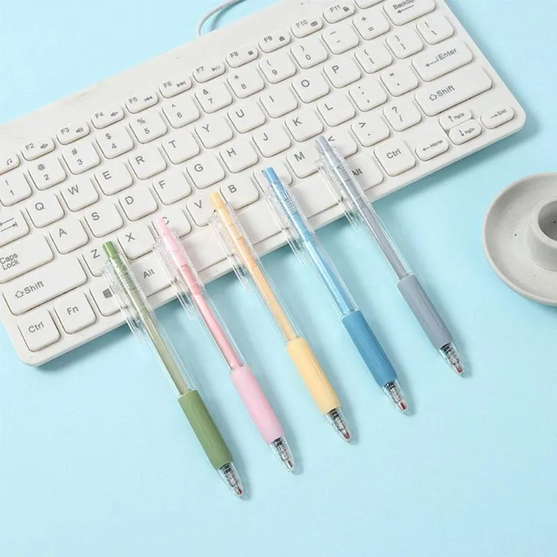 Gel Als 0.5mm Press Press قابلة للسحب الحبر الأسود Kawaii 5-Color Morandi Point Point Point Ball-Writing Pen Hand Office