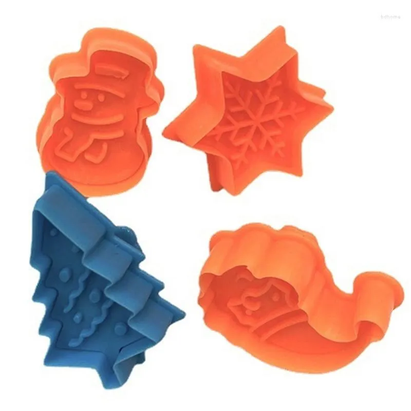Baking Moulds 4Pcs/Set Christmas Series Bake Cookie Mould Chocolate Mold Cake Decorating Tools