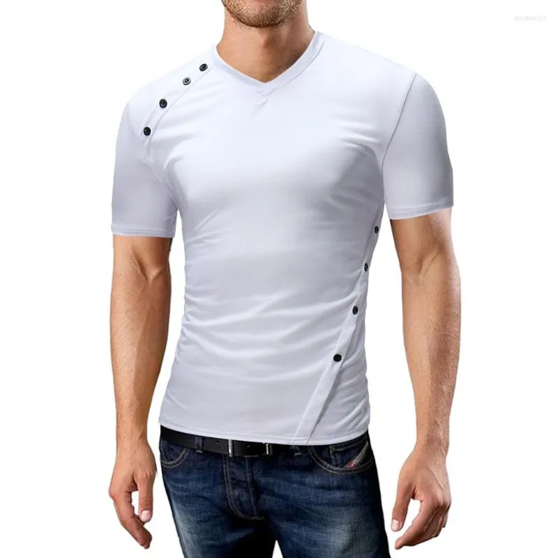 Hommes t-shirts hauts t-shirts 2023 été coton col en V à manches courtes chemise hommes tendances de la mode Fitness t-shirt M-XXL