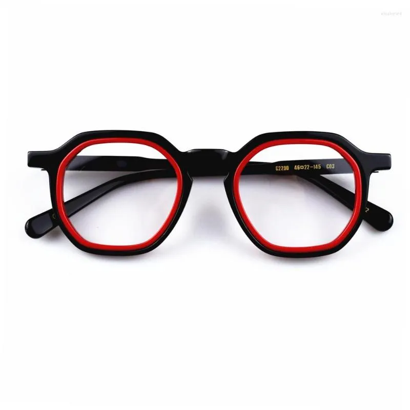 선글라스 프레임 아세테이트 안경 중장비 산업 트위 콜러 스티칭 디자인 남성 여성 스퀘어 남성 근시 광학 처방 안경