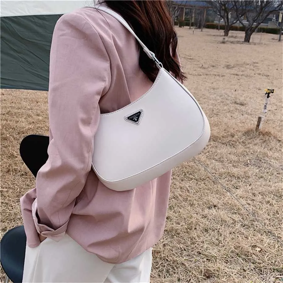 2023 Purses Clearance Outlet Online Sale New Simple Underarm Fashion Texture Versatile Women's One Shoulder Mid Ancient Half Moon Oblique Straddle Bag