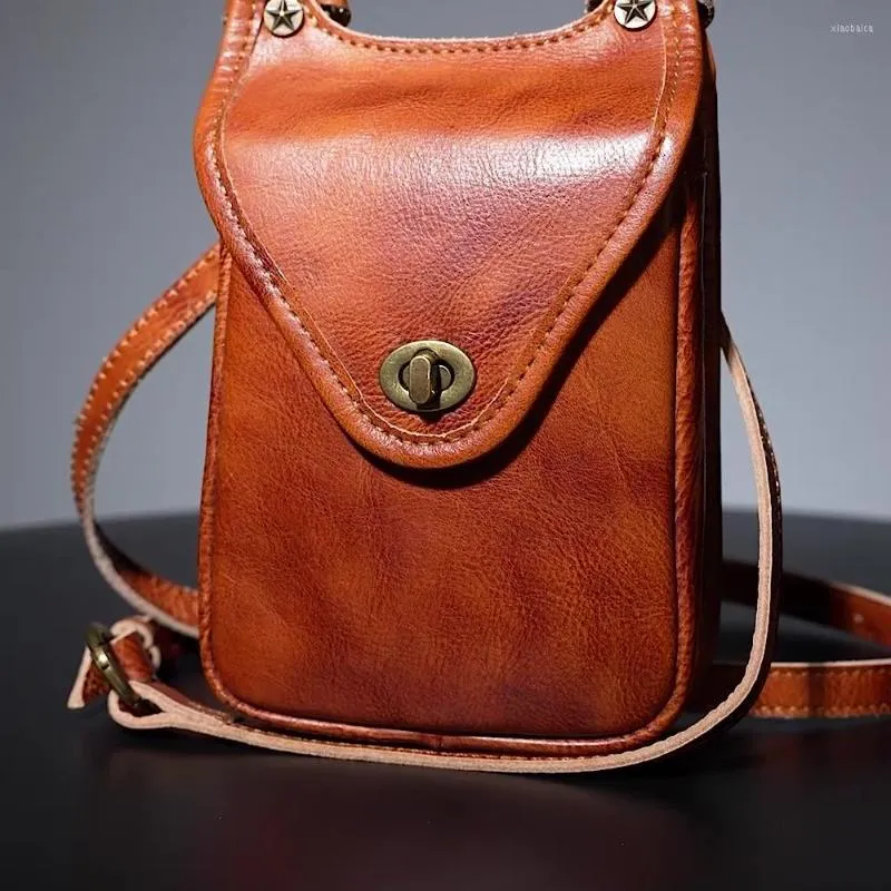 Marsupi Retro Semplice Nicchia Primo Strato Pelle Bovina Cellulare Uomo E Donna Borsa A Tracolla In Pelle Messenger Piccola Tasca QuadrataW231