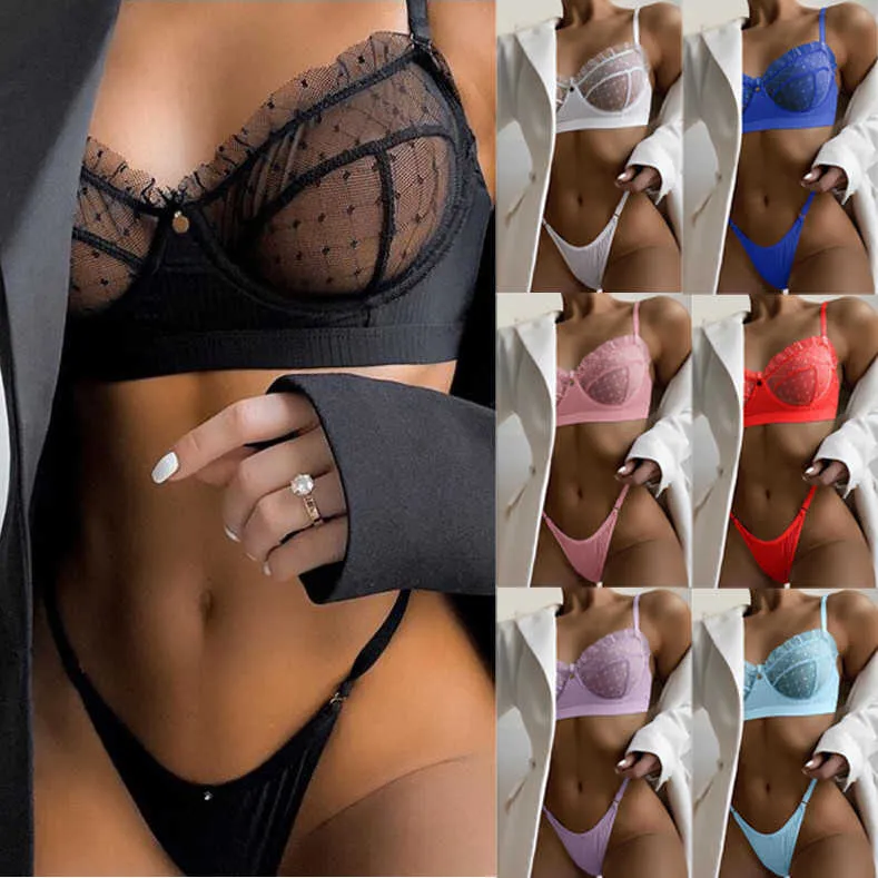 Sexy set transparente erótico lingerie sensual lingerie mulher push up Underwire Bra Bra Bra Solid Sold Up Ladies Bilizna Y2302