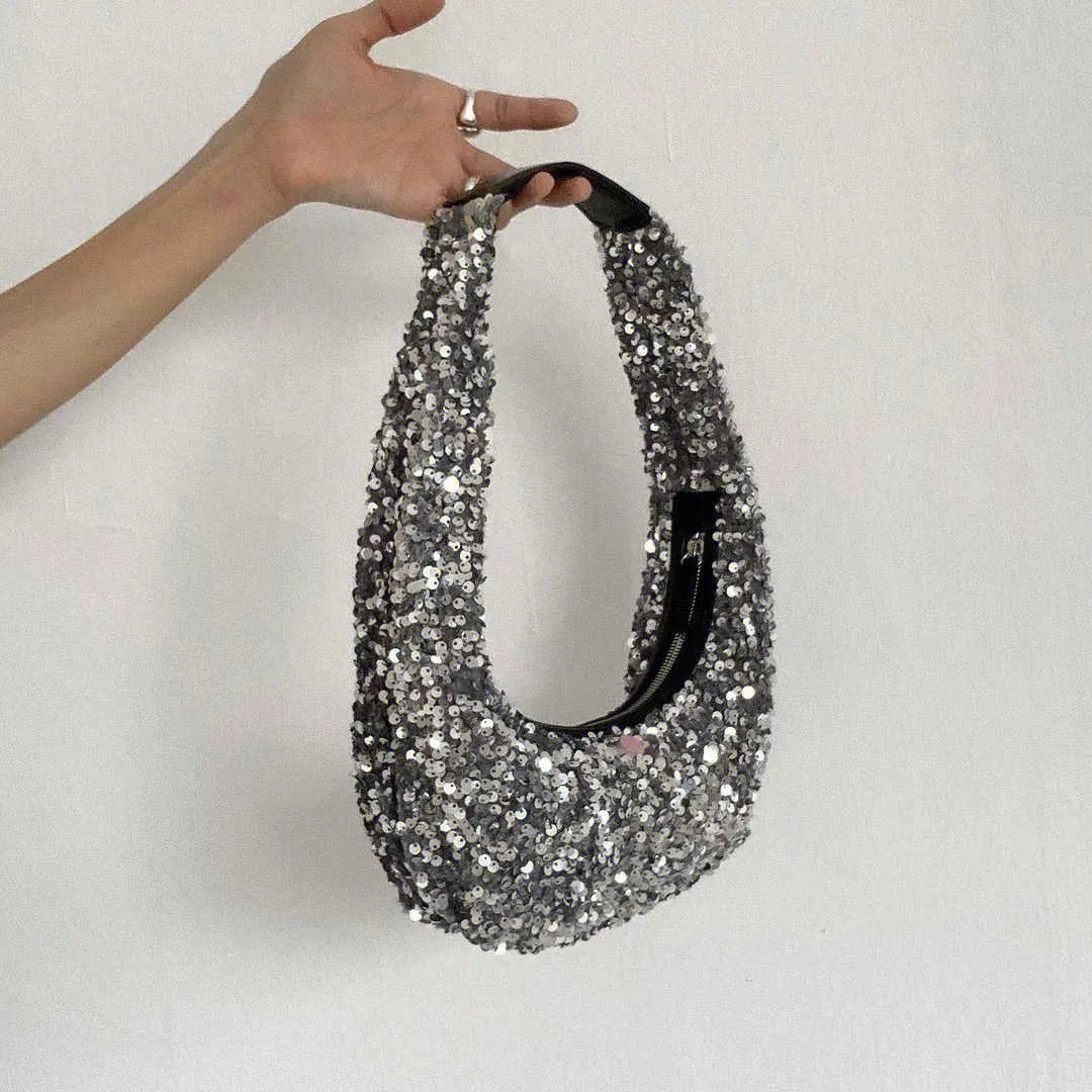 Sacs à main à la mode et polyvalent Super Glitte Minority Design Contrast Colo Portable Underarm Bag Female 230209