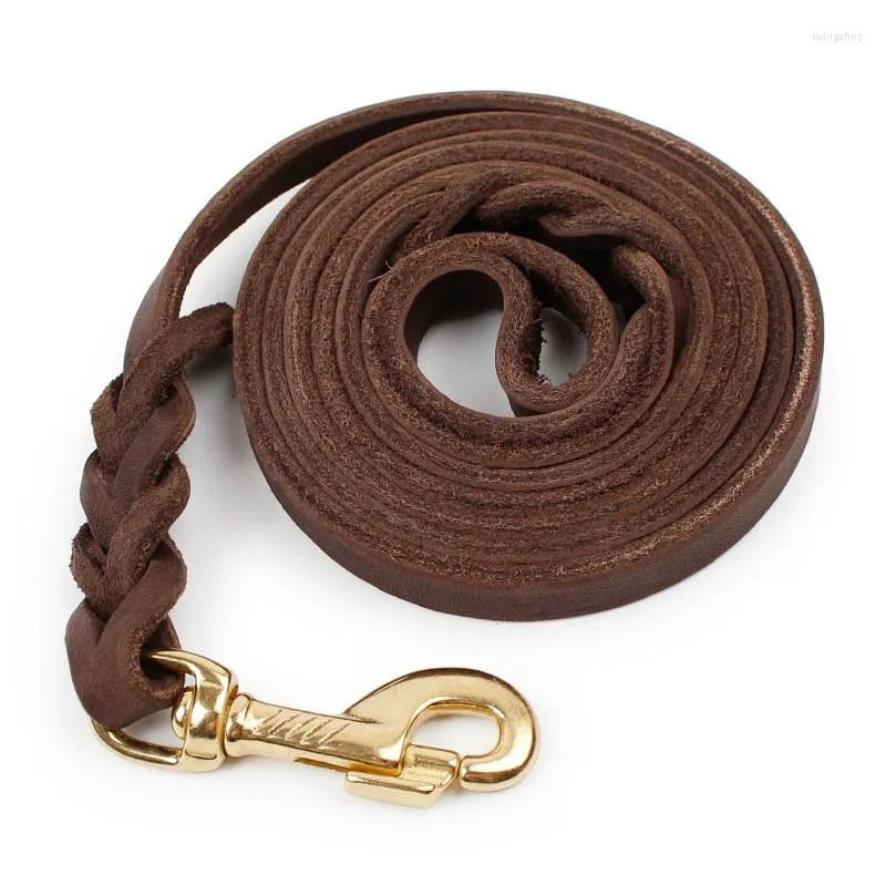 Colliers pour chiens 1,2 cm de largeur faits à la main en cuir véritable marron tressé pour animal de compagnie fort pour sangle de chiot moyen