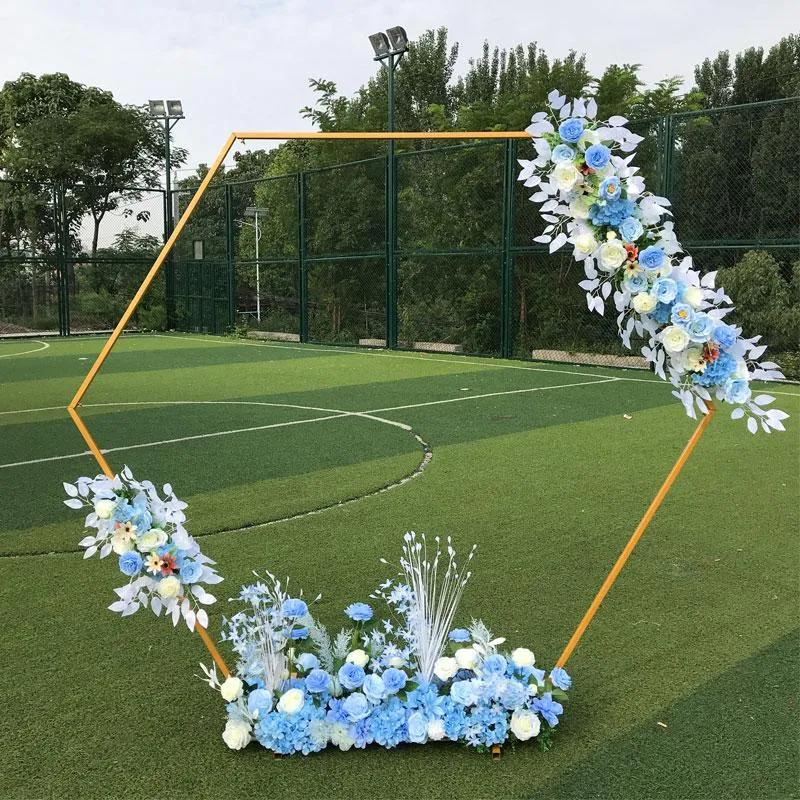 Party Decoration Hexagonal Wrought Iron Arch Frame Background Wedding Stage Birthday Supplies PropsParty