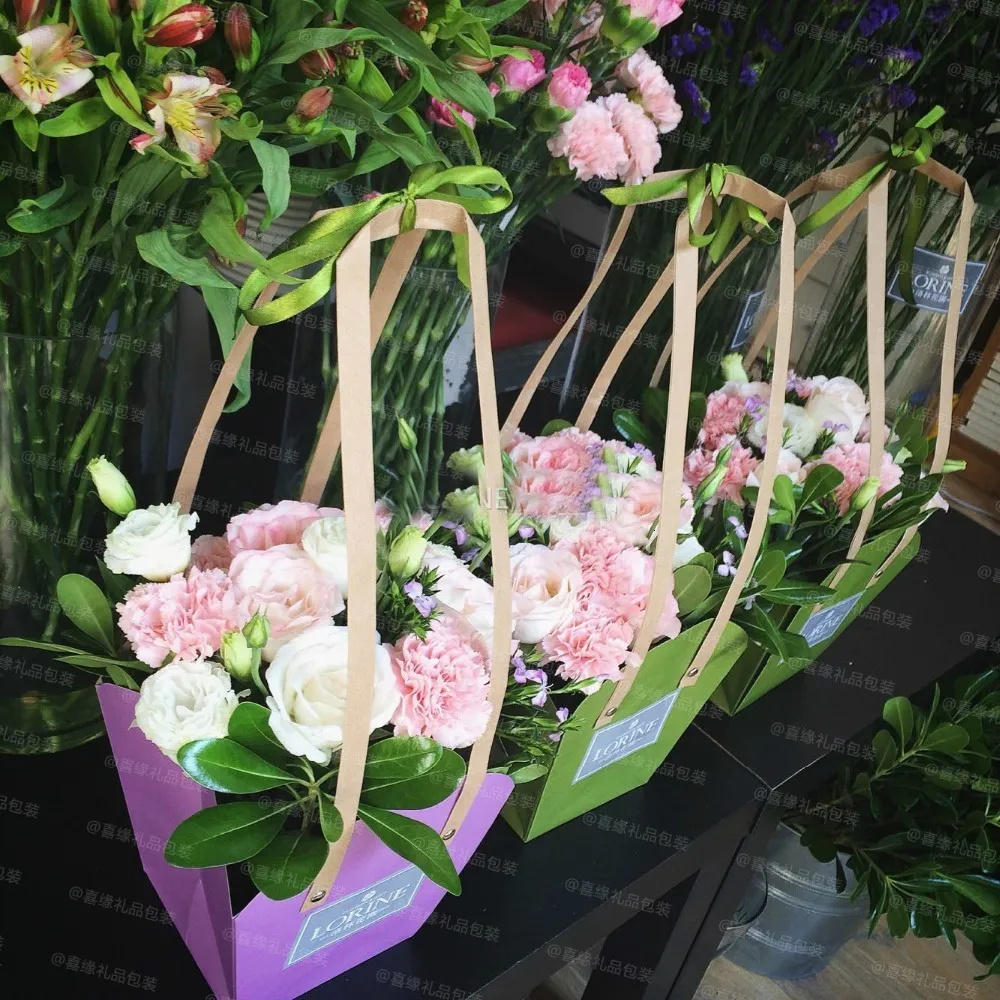 Present Wrap 10st Kraft Paper Bag Waterproof Flower Arrangemang Förpackningspåsar med repanpassning Bonsai Package Plant Pot 230206